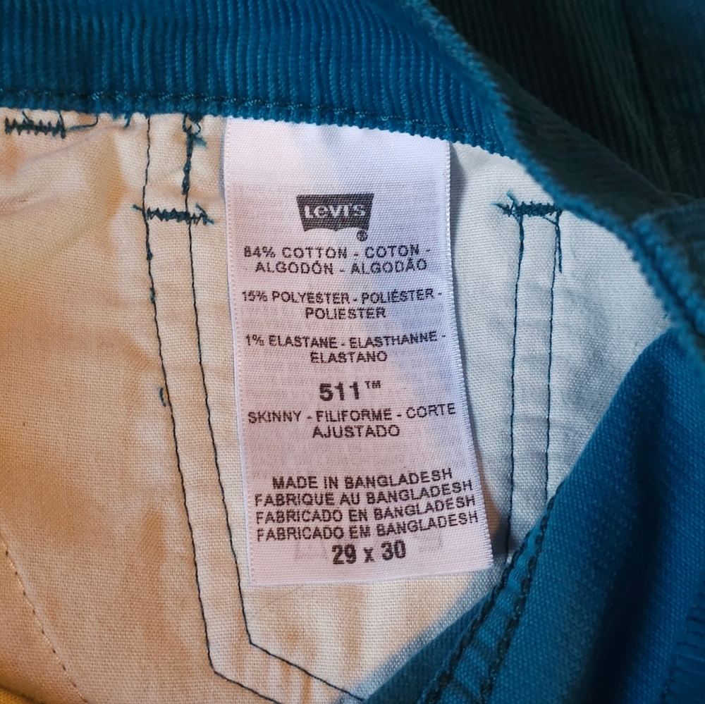 Levi's Women's Corduroy Stretch Straight Leg Jeans Blue Size 29 - Picture 4 of 4